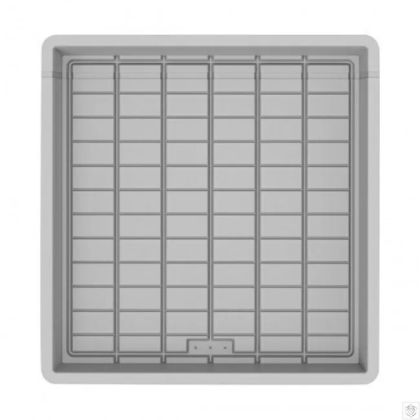 Square Danish Tray 120x120cm without outlet – top view drainage channels
